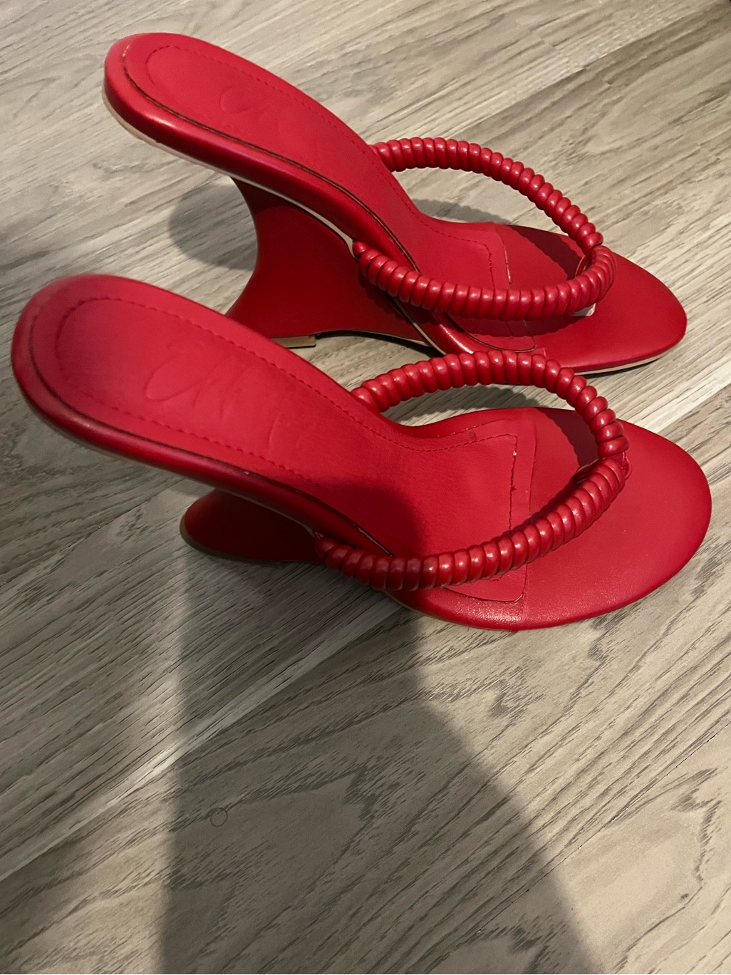 The Ekhator Label Red Coiled Strap Women's Heeled Sandals